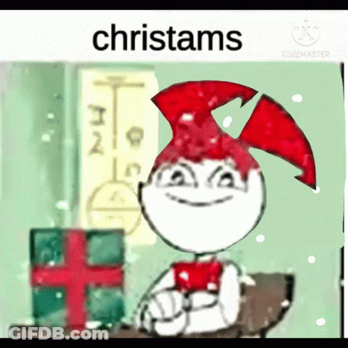 Cartoon Character With Red Hat Saying Christmas GIF