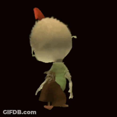 Cartoon Character With Red Hat Walking GIF