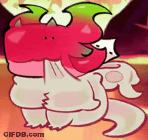 Cartoon Character With Red Head And Green Wings Beside White Dog GIF