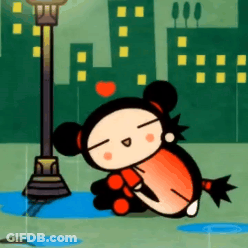 Cartoon Character With Red Heart On Chest GIF