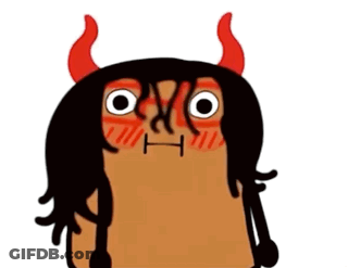 Cartoon Character With Red Horns And Braces GIF