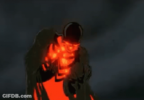 Cartoon Character With Red Light Glowing From Chest GIF