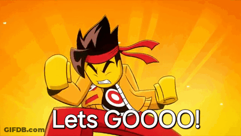 Cartoon Character With Red Scarf Says Lets Go GIF