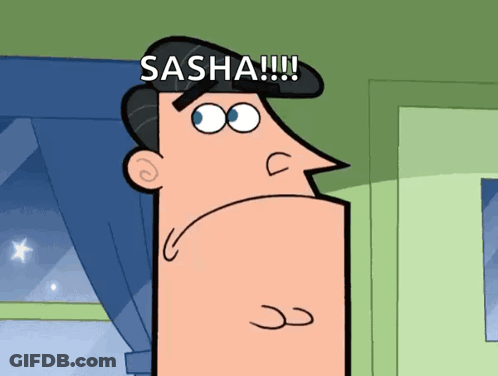 Cartoon Character With Sasha On Head GIF