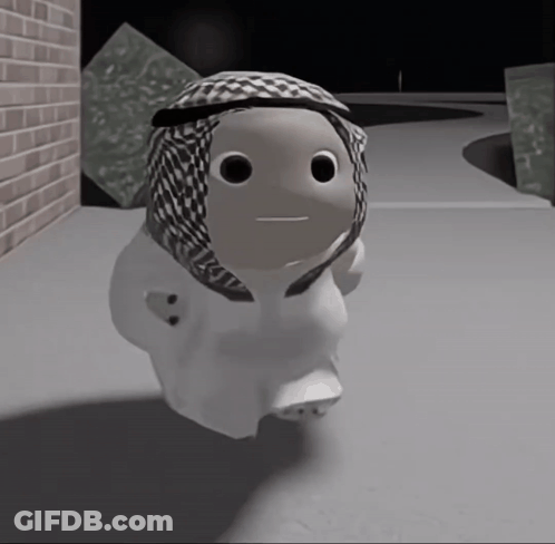 Cartoon Character With Scarf And Brick Wall GIF