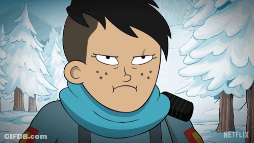 Cartoon Character With Scarf And Netflix Logo GIF
