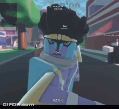 Cartoon Character With Scarf And Number V2.0.8 GIF