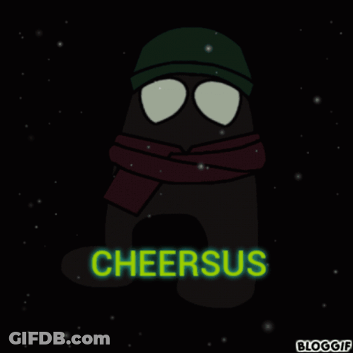 Cartoon Character With Scarf Saying Cheersus GIF