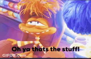 Cartoon Character With Scarf Says Oh Ya That's The Stuff GIF