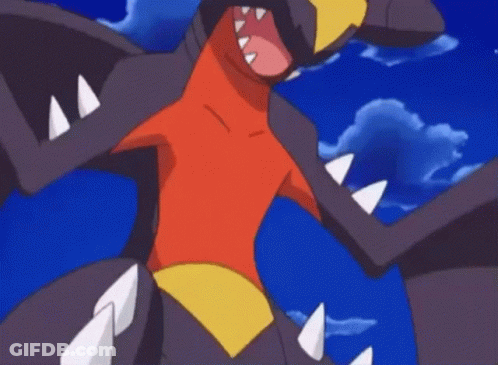 Cartoon Character With Sharp Teeth Flying In Blue Sky GIF