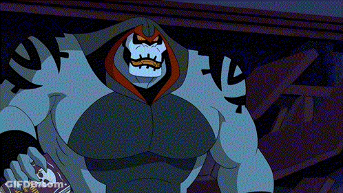 Cartoon Character With Skull Holding Bottle GIF