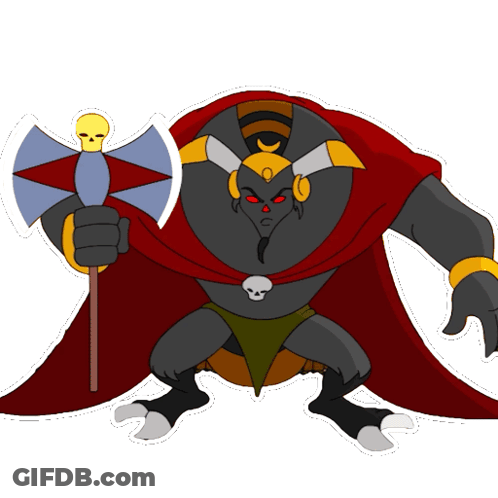 Cartoon Character With Skull On Chest GIF