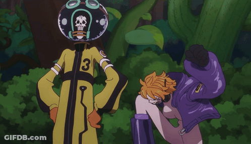 Cartoon Character With Skull On Head And Number 3 On Chest GIF