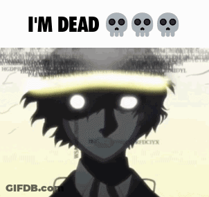 Cartoon Character With Skulls On Head Saying I'm Dead GIF