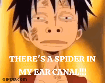 Cartoon Character With Spider In Ear Canal GIF