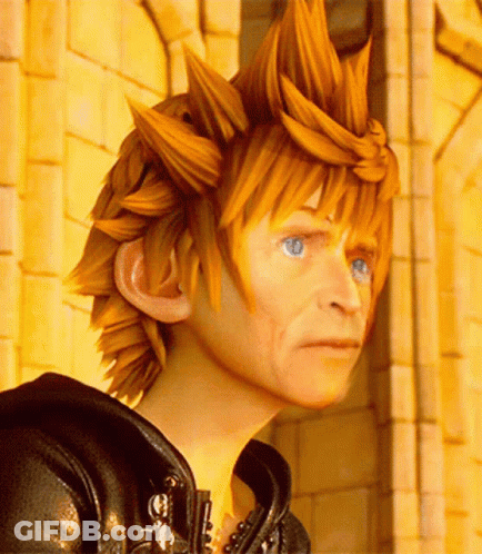 Cartoon Character With Spiky Hair Close Up GIF