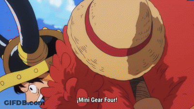 Cartoon Character With Straw Hat Mini Gear Four GIF