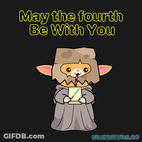 Cartoon Character With Straw Saying May The Fourth GIF
