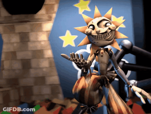 Cartoon Character With Sun On Head Holding Bag GIF