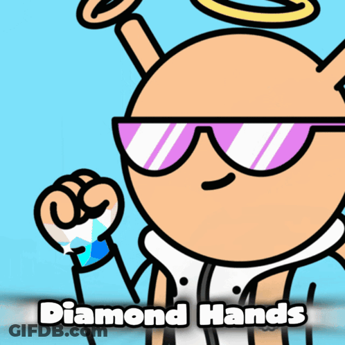 Cartoon Character With Sunglasses And Diamond Hands Glove GIF