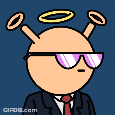 Cartoon Character With Sunglasses And Halo GIF