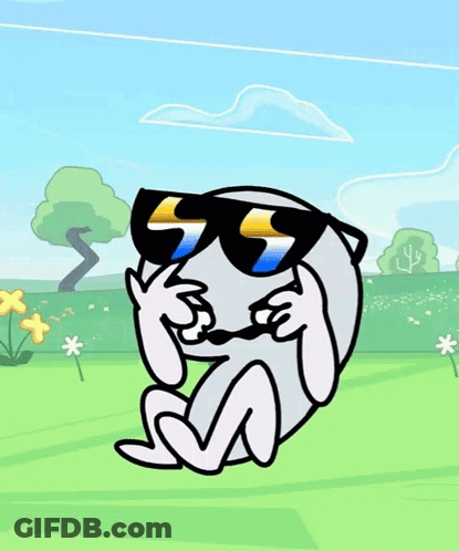 Cartoon Character With Sunglasses And Mustache Letter S GIF