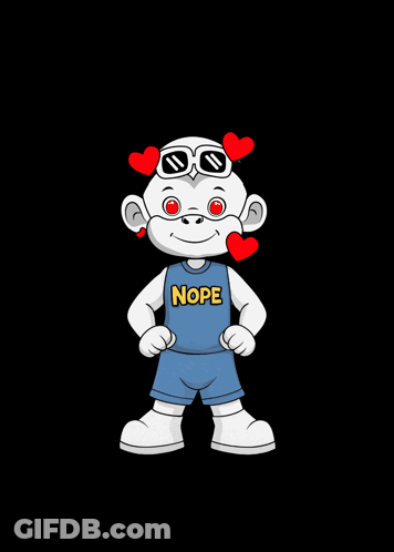 Cartoon Character With Sunglasses And Nope Shirt GIF
