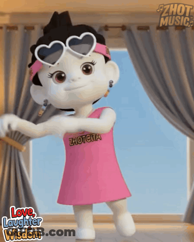 Cartoon Character With Sunglasses And Zhouta Shirt GIF