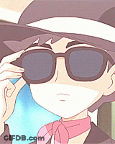 Cartoon Character With Sunglasses Hat And Pink Scarf GIF