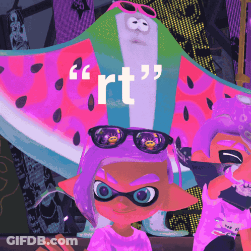 Cartoon Character With Sunglasses In Front Of Watermelon Saying RT GIF