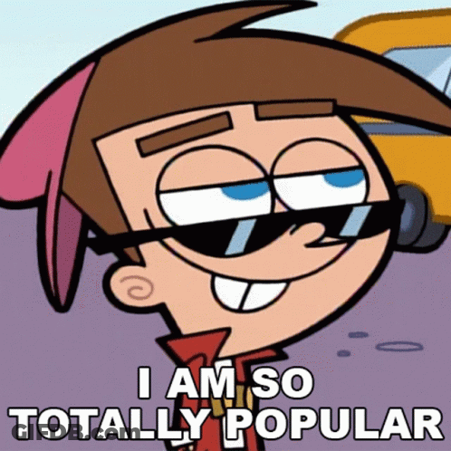 Cartoon Character With Sunglasses Saying I Am So Totally Popular GIF