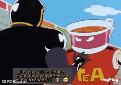 Cartoon Character With Tea Cup On Head Talking GIF