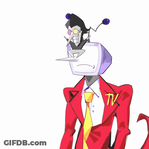 Cartoon Character With Television Head And TV Badge GIF