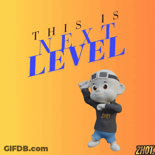 Cartoon Character With This Is Next Level Sign GIF