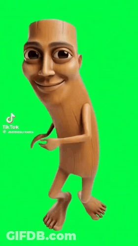 Cartoon Character With TikTok Logo On Green Background GIF