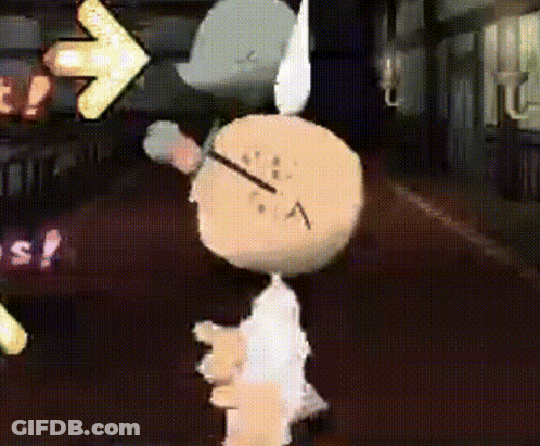 Cartoon Character With Top Hat And Glasses Holding Blue Feather GIF