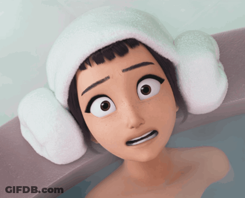 Cartoon Character With Towel And Ear Muffs GIF