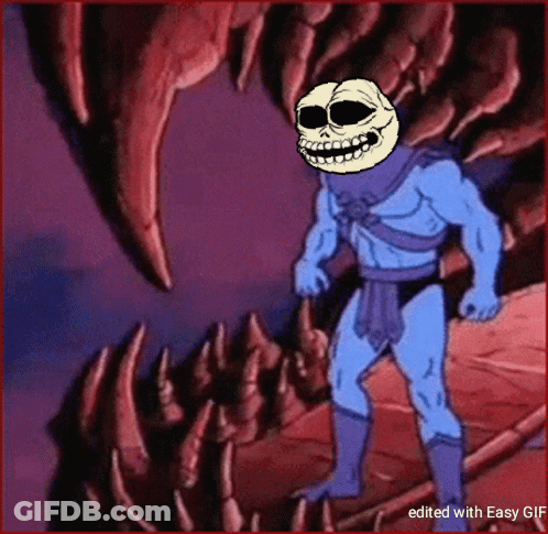 Cartoon Character With Troll Face GIF