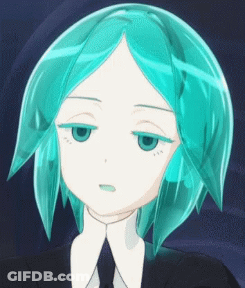 Cartoon Character With Turquoise Hair And Blue Eyes In Suit And Tie GIF