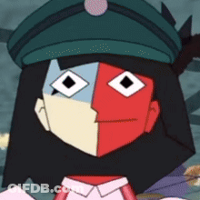 Cartoon Character With Two Faces And Hat GIF