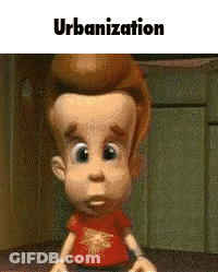 Cartoon Character With Urbanization GIF