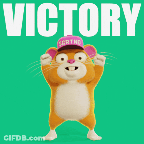 Cartoon Character With Victory Above GIF