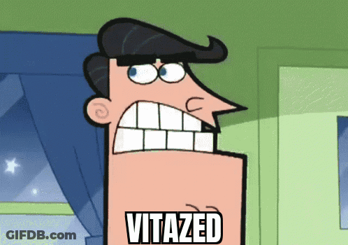 Cartoon Character With Vitazed On Chest GIF
