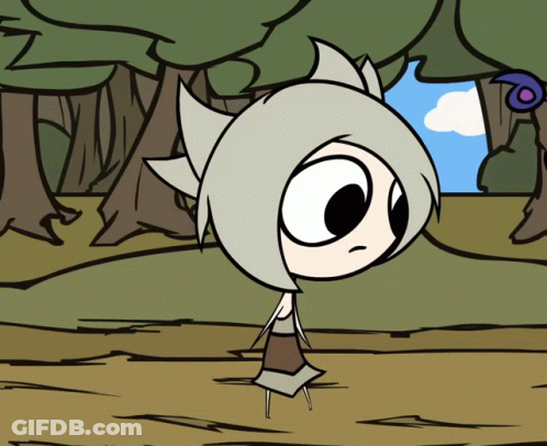 Cartoon Character With White Hair And Black Eyes GIF