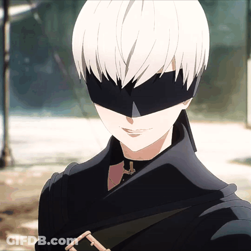 Cartoon Character With White Hair And Black Mask GIF