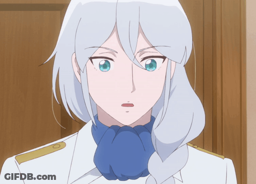 Cartoon Character With White Hair And Blue Tie Making Funny Face GIF