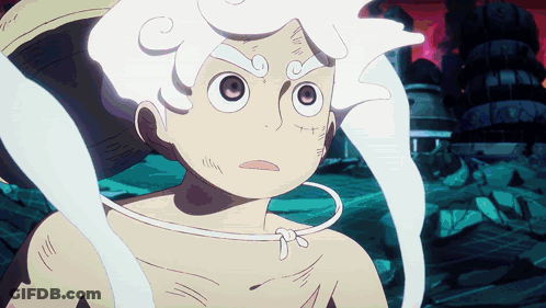 Cartoon Character With White Hair And Necklace GIF