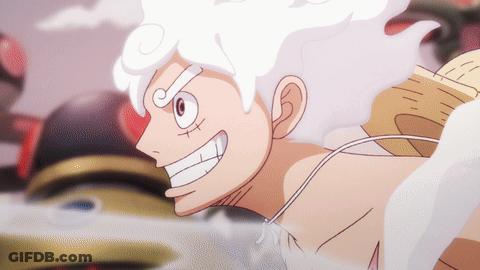 Cartoon Character With White Hair Smiling In Straw Hat GIF