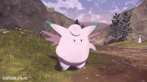 Cartoon Character With Wings In Grassy Field GIF