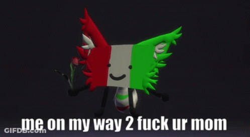 Cartoon Character With Wings Saying Me On My Way 2 Fuck Ur Mom GIF